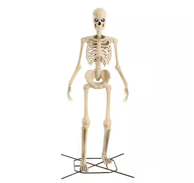 12 FT Giant Halloween Skeleton with Animated LCD Eyes – Poseable Outdoor Yard Decoration