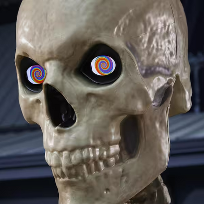 12 FT Giant Halloween Skeleton with Animated LCD Eyes – Poseable Outdoor Yard Decoration